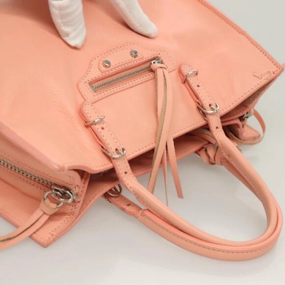 BALENCIAGA The Paper A6 Hand Bag Leather 2way Pink Silver - Picture 9 of 15